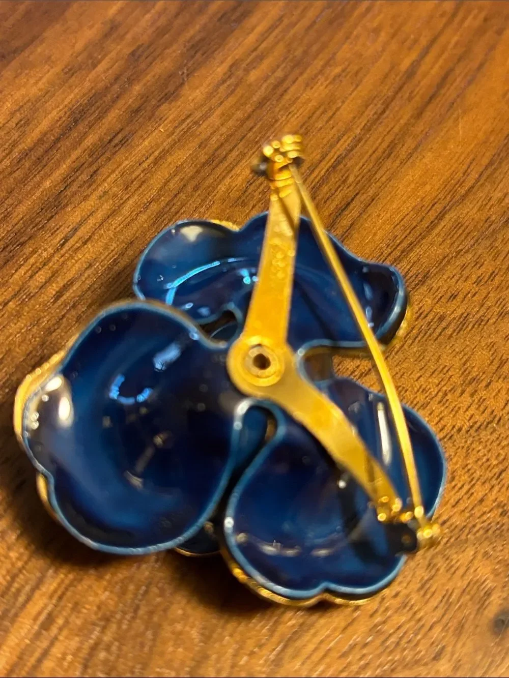 Vintage Coro Gold and Navy Flower Brooch - Elegant Women's Accessory